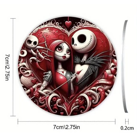 Jack & Sally Love Car Coasters The Nightmare Before Christmas Inspired 2 Pc - Picture 2 of 2